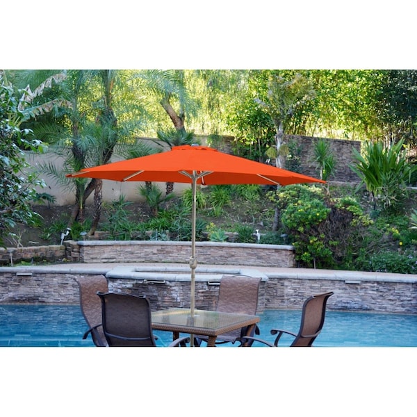 Jeco 9 ft. Aluminum Patio Market Umbrella Tilt with Crank - Orange Fabric & Grey Pole UBP95-UBF99 - main